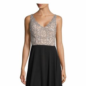 Adrianna Papell BHLDN Beaded Black & Champagne Dress Aidan
